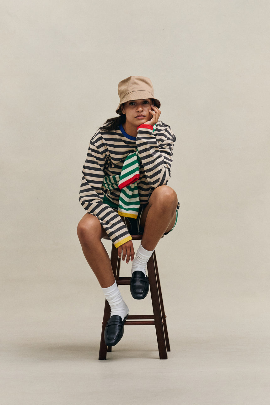 Grey & Tan SS26 Striped Long Sleeve