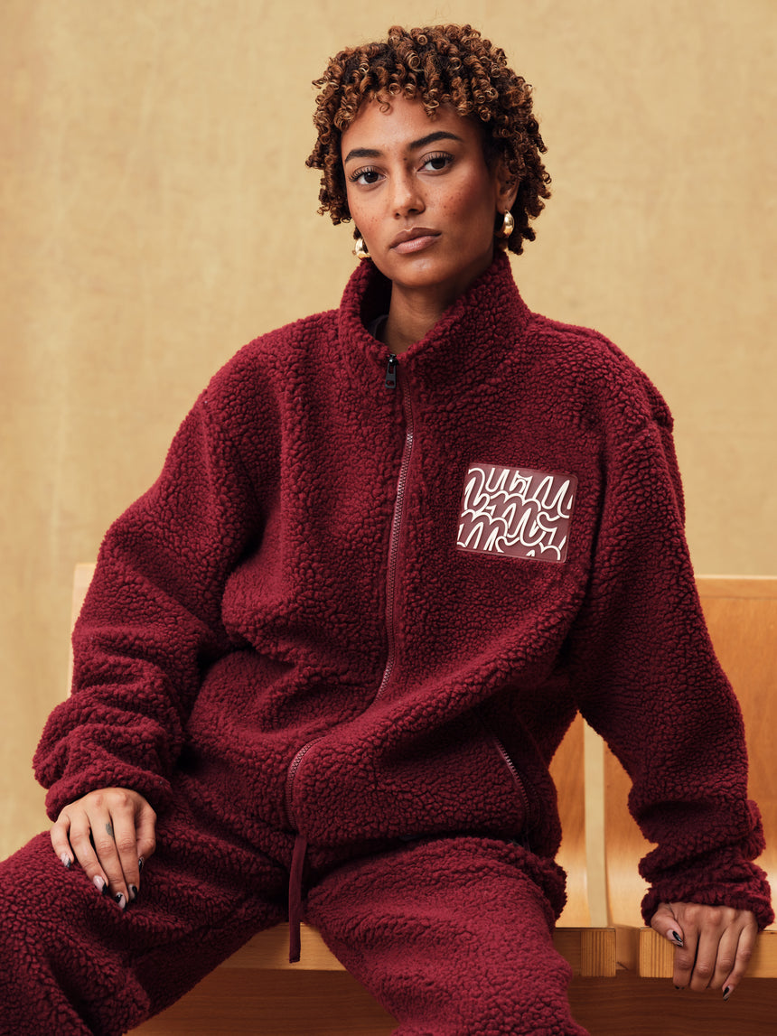 Burgundy Fuzzy Fleece Pants