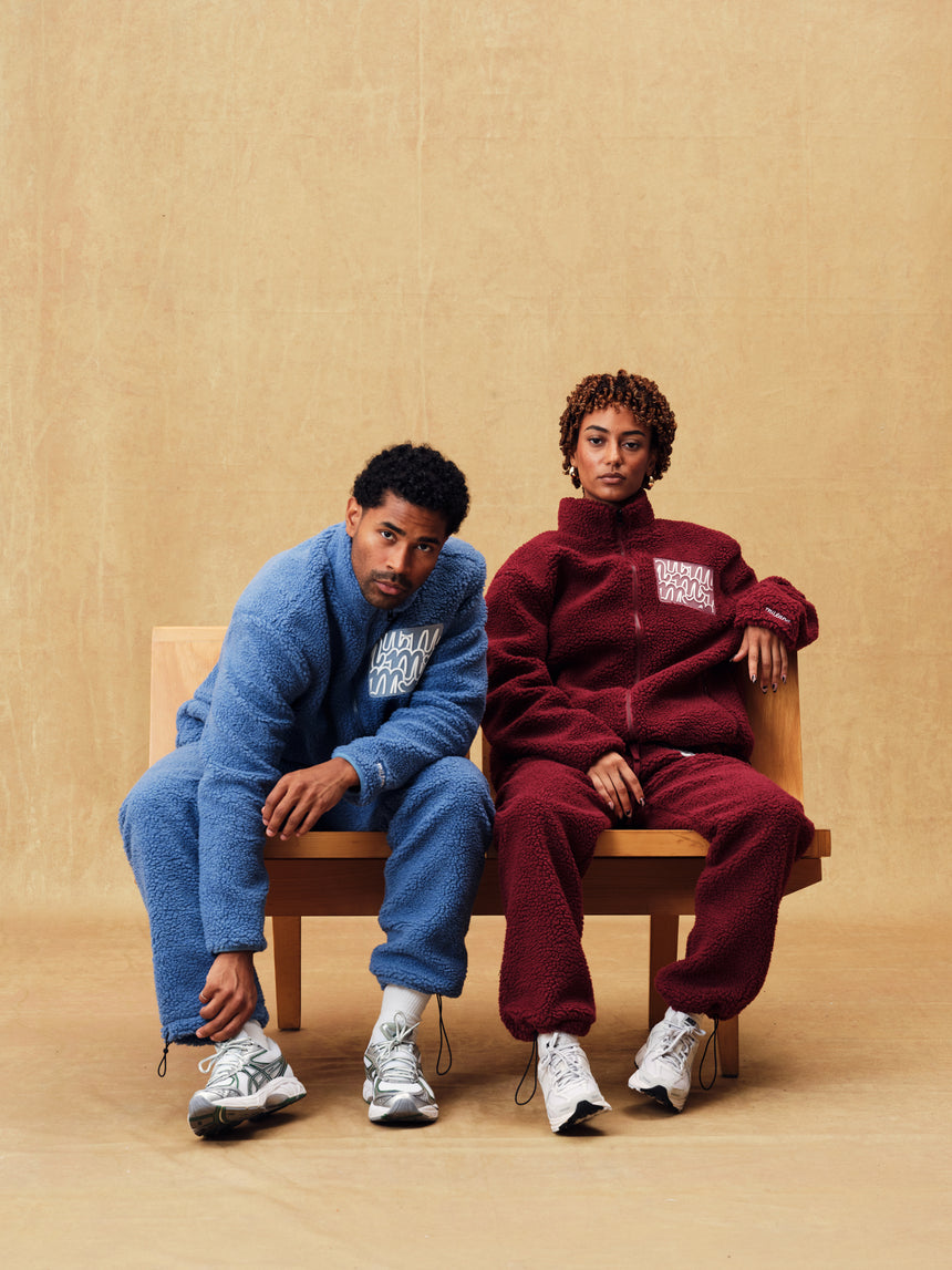 Burgundy Fuzzy Fleece Pants