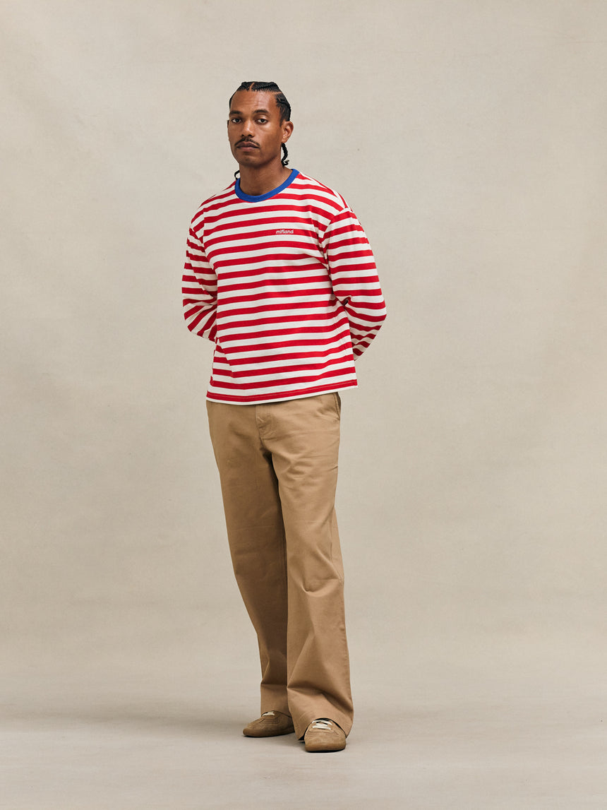 Red & White SS26 Striped Long Sleeve