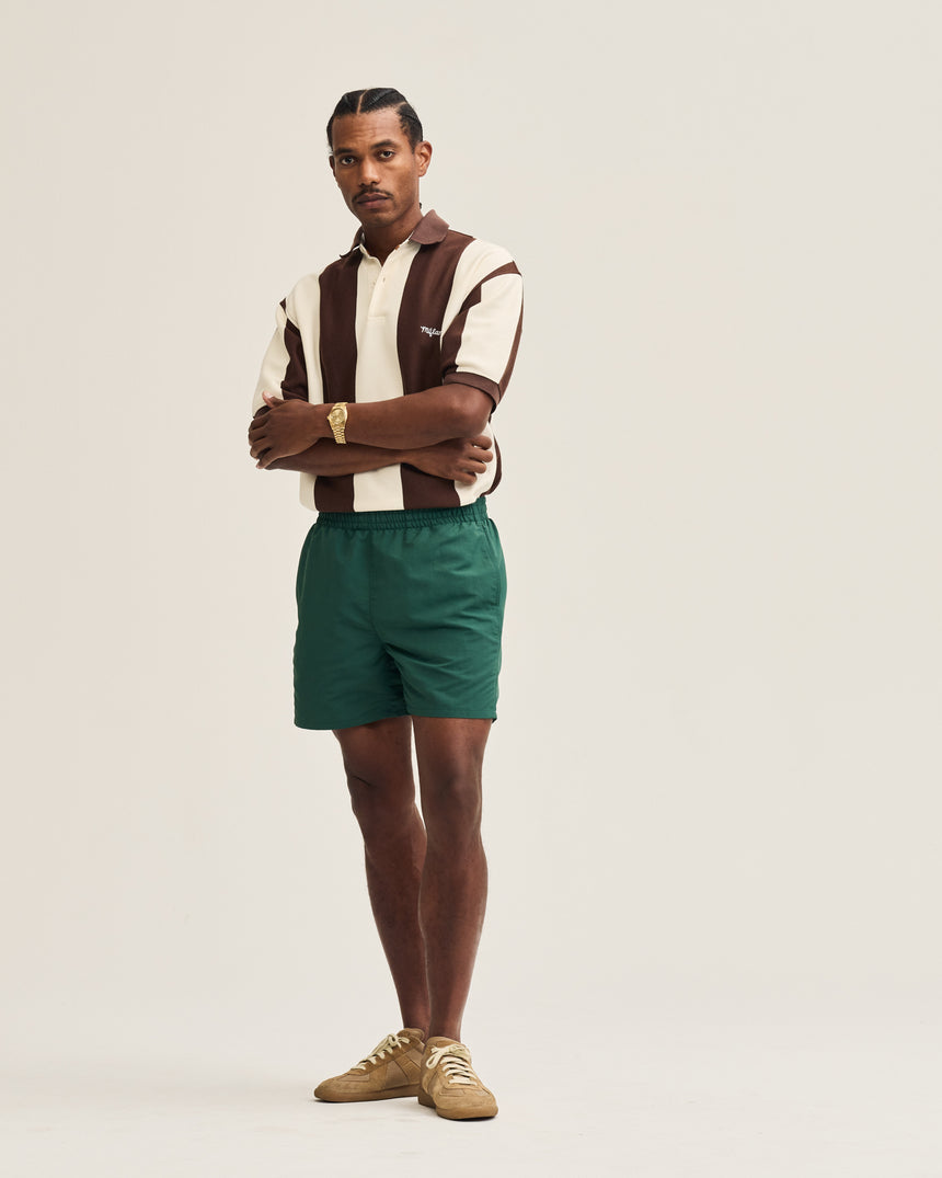 Brown & White Striped Polo