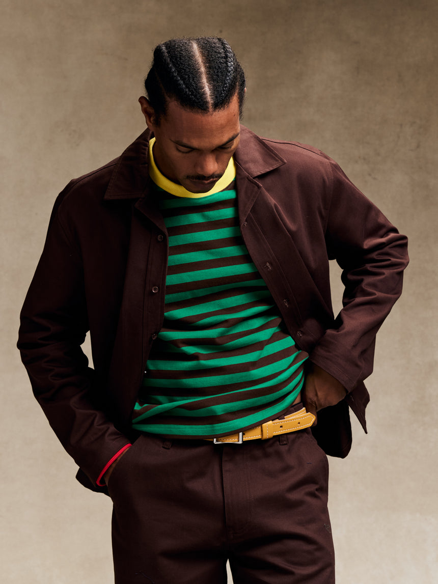 Grey & Tan SS26 Striped Long Sleeve