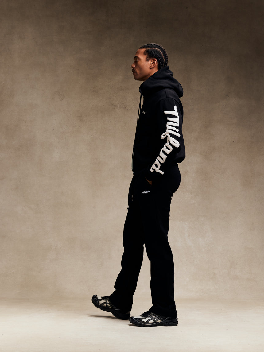 Black W26 Script Heavyweight Hoody