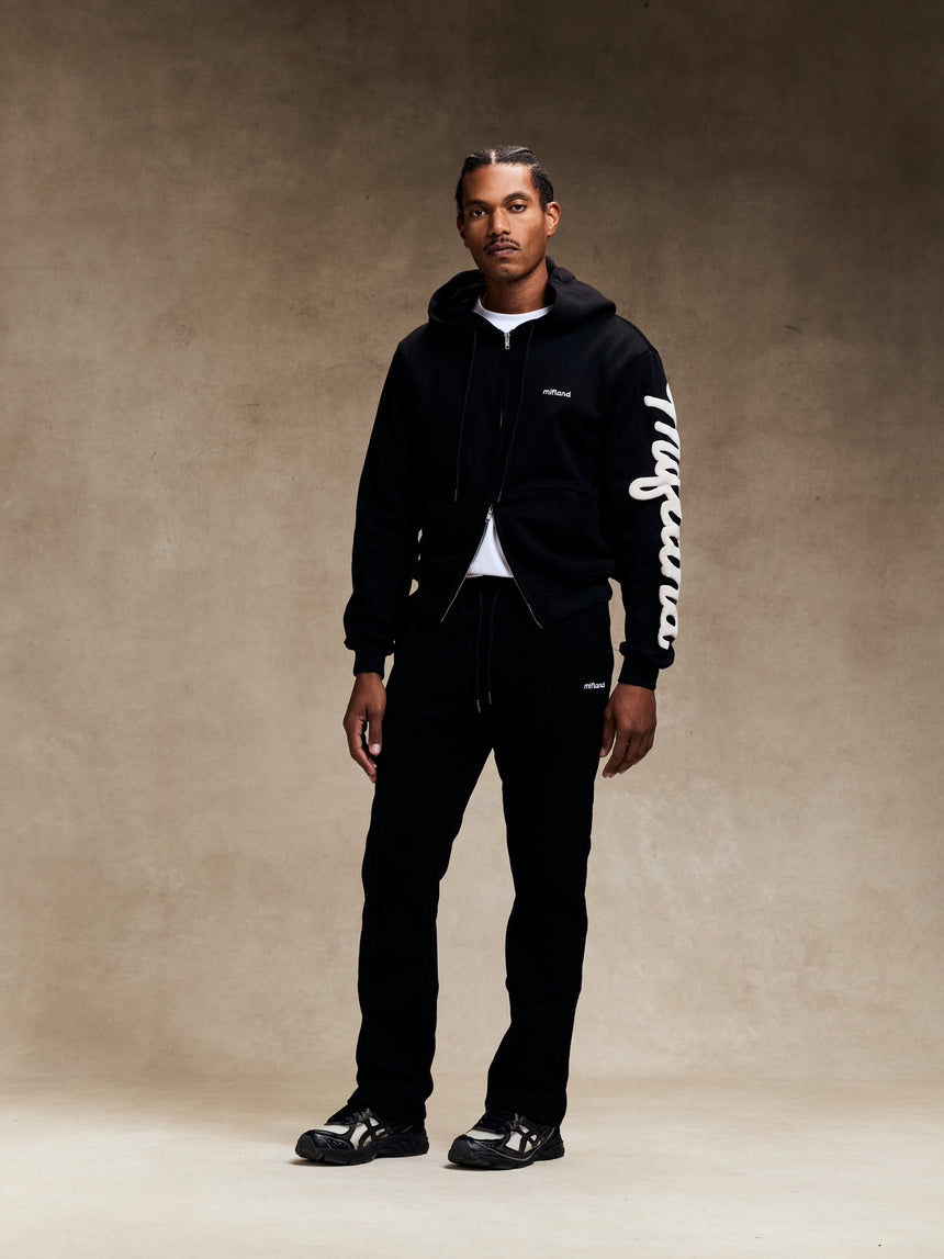 Black W26 Script Heavyweight Hoody