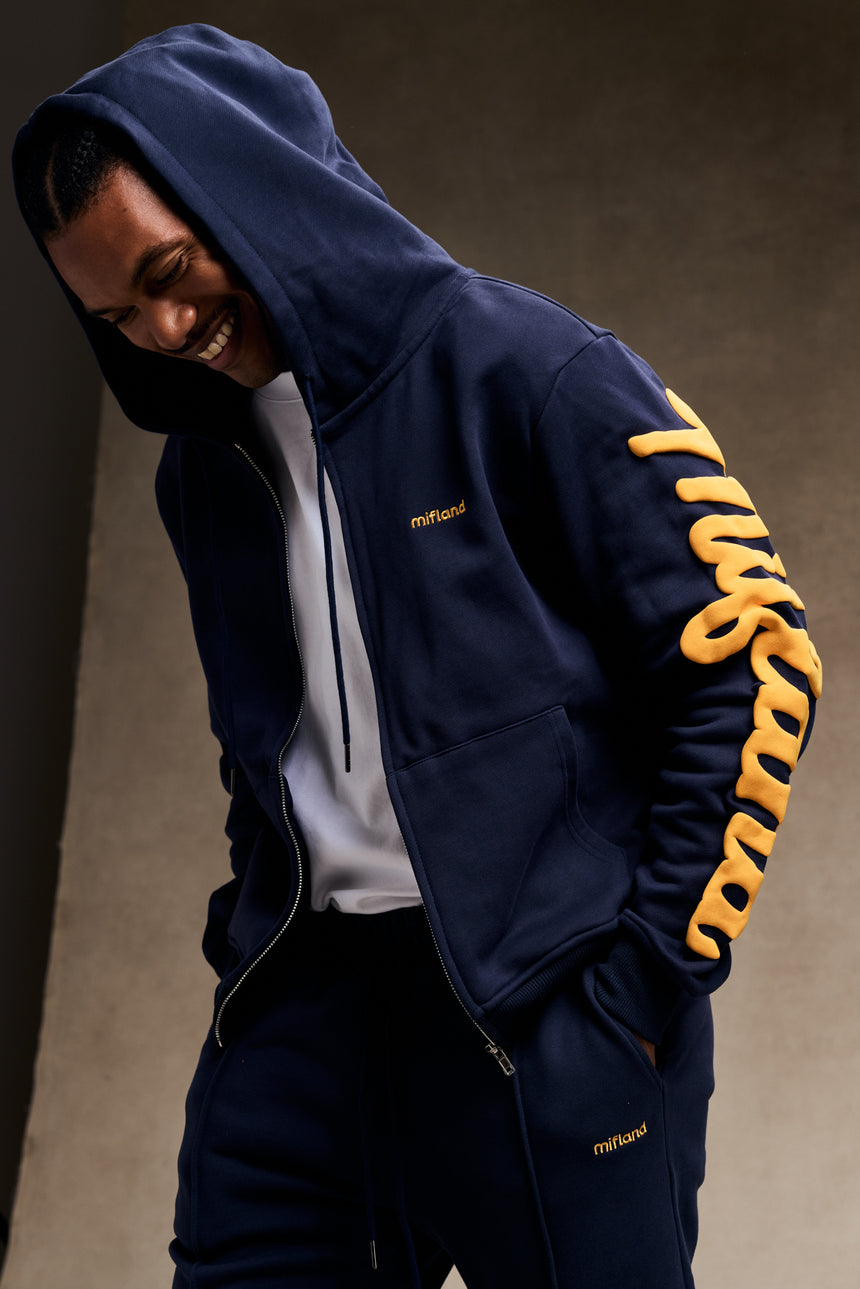 Navy W26 Script Heavyweight Hoody