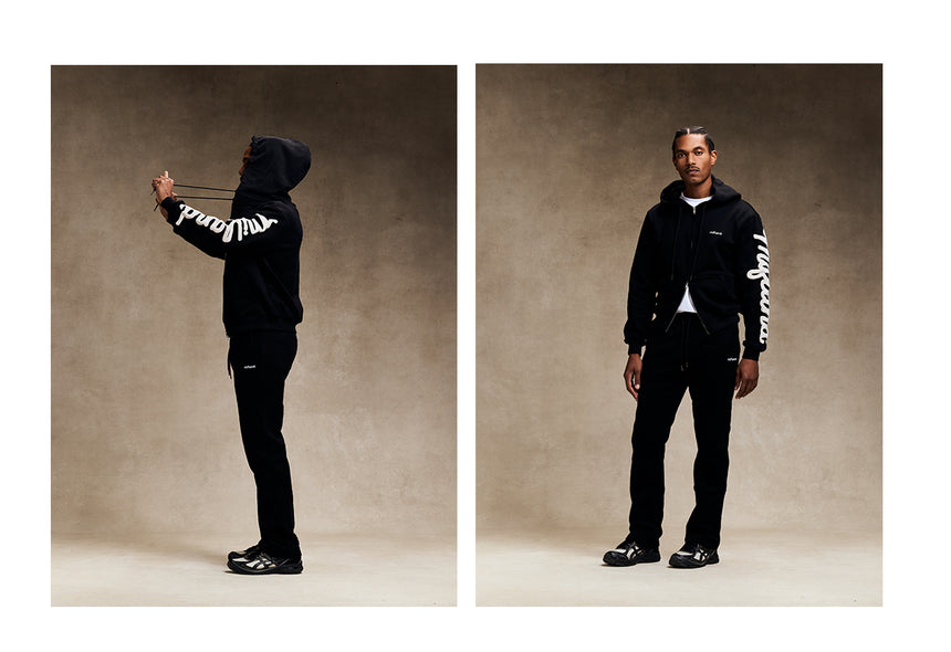 Black W26 Pleated Heavyweight Sweatpants