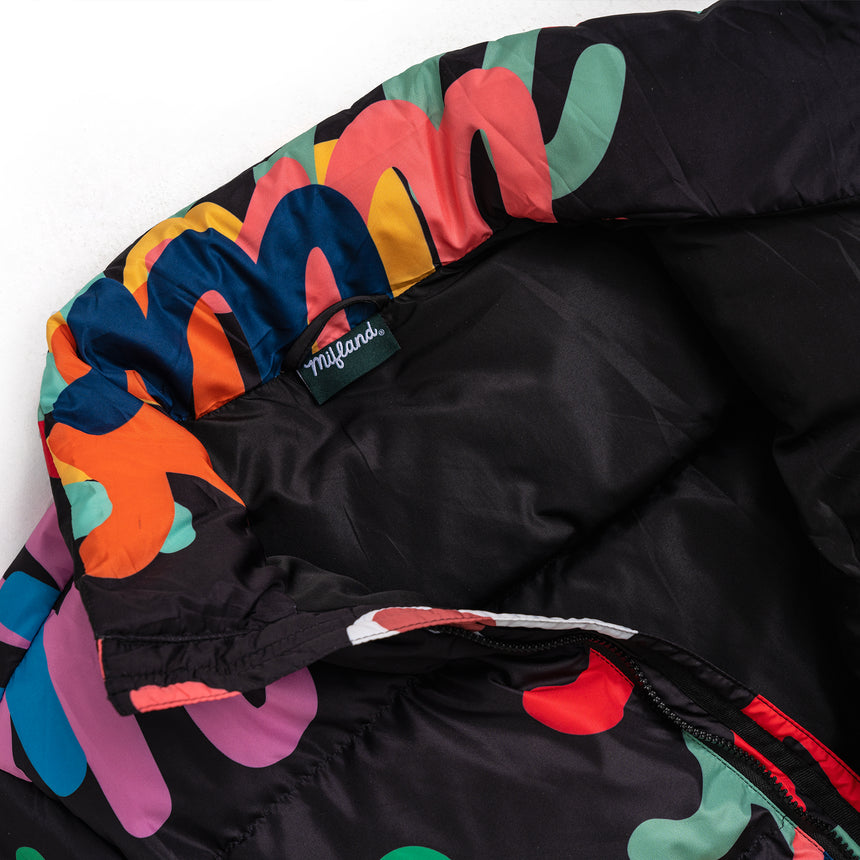 Black & Multicolor M Down Puffer Jacket LE