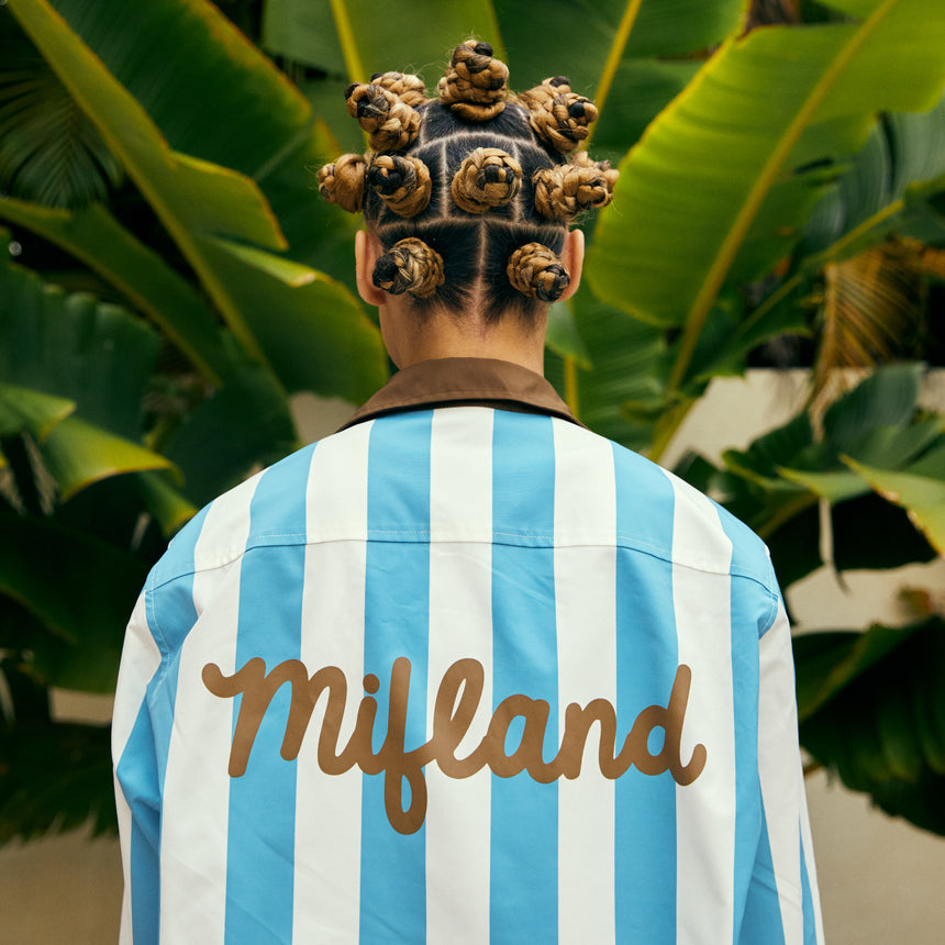 Blue & White Lightweight Stripe Logo Shirt
