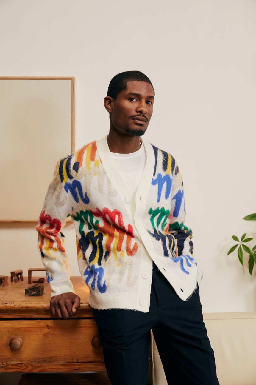 White & Multicolor Million M Cardigan