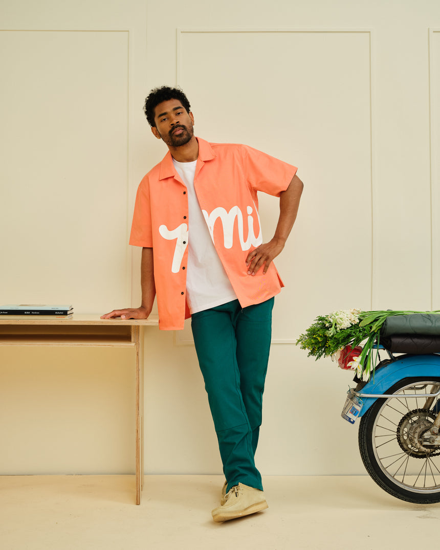 Coral Script Logo camp Shirt