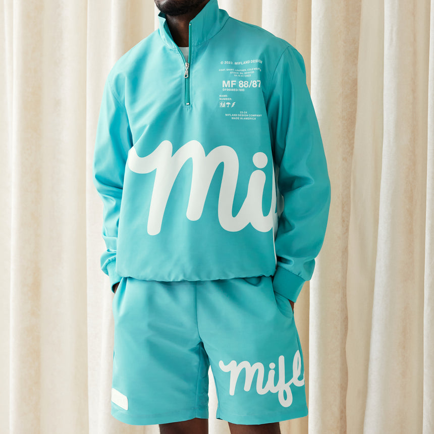 Turquoise Track Jacket Half Zip