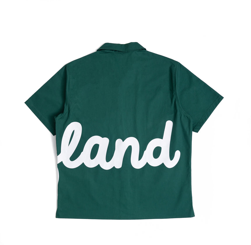Green Script Logo camp Shirt